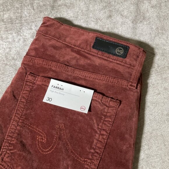 AG Adriano Goldschmeid The Farrah high rise jeans size 30 brown red preppy - Picture 4 of 16